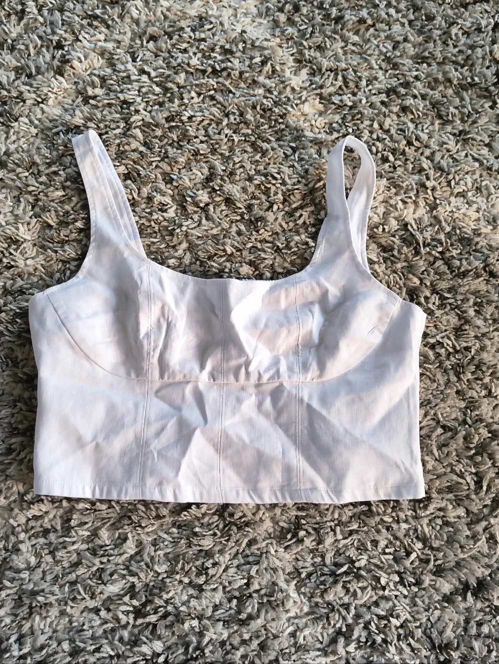 Banana Republic Linen-Blend Cropped Bustier in White Size 10 - Picture 2 of 6